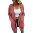 thumbnail image 2 of AGWOLF Long Cardigan Sweaters for Women Fuzzy Knitted Jackets Top Solid Basic Open Front Coat Outwear, 2 of 7