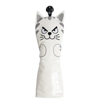 Waterproof Golf Club Head Covers Accessories Golf Cue Protector Cat Pattern Thick Putter Headcover for Outdoor Unisex Beginners 5 Fairwaywood White