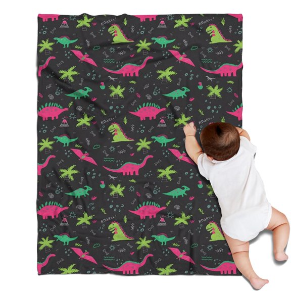 Colorful Dinosaurs Plants Pattern Blanket,Comfortable Soft Lamb Wool Throw Blanket,All Season,Warm Lightweight Blankets for Sofa Bed Couch Living Room Chair,30"x40"