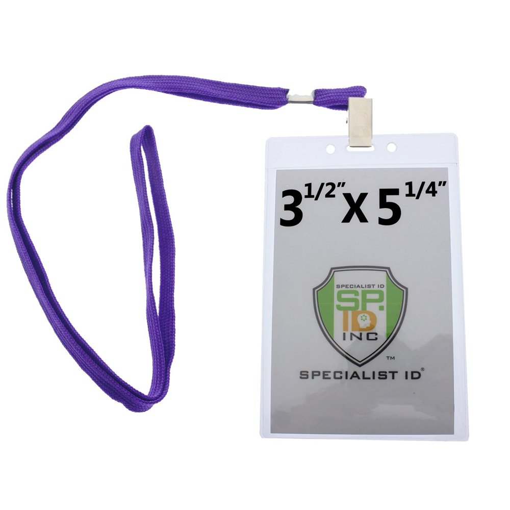 Bulk 100 Pack Clear Large Vertical Credential ID Badge Holders (3 1/2