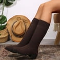 thumbnail image 4 of Women's Knee High Boots Stretch Square Toe Chunky Block Heel Long Boots for Women Comfortable Breathable Womens Boots, 4 of 9