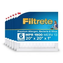 Filtrete 20x20x1 HVAC Furnace Air Filter, MPR 1900 MERV 13, Premium Allergen, Bacteria and Virus, 6 Pack