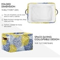 thumbnail image 2 of Large Foldable Storage Bin Yellow Blue Chrysanthemums Fabric Storage Baskets Collapsible Decorative Baskets Organizing Basket Bin with PU Handles for Shelves Home Closet-2Pack Decor Gifts, 2 of 7