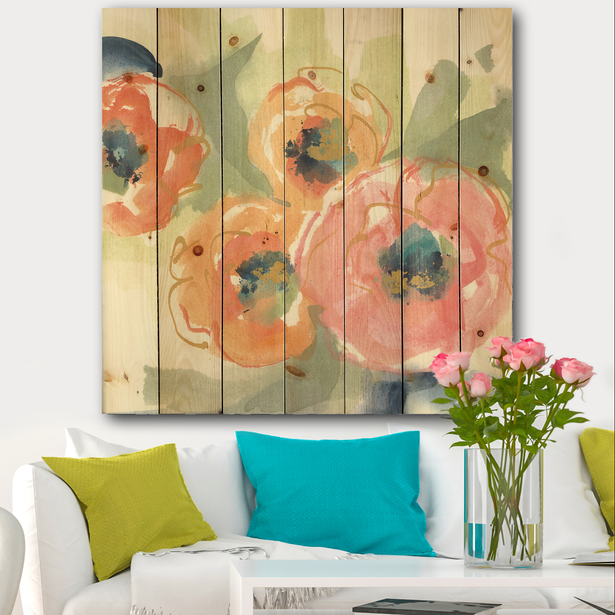 Designart 'Buttercup I' Traditional Print on Natural Pine Wood