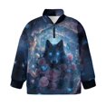 thumbnail image 5 of Xoenoiee Wolf Butterfly Rose Print Girls Half Zip Sweatshirt, Oversized Fleece Pullover Tops, Cute Casual Long Sleeve Fall Winter Clothes for Teen Girls, Size 13-14 Years, 5 of 7