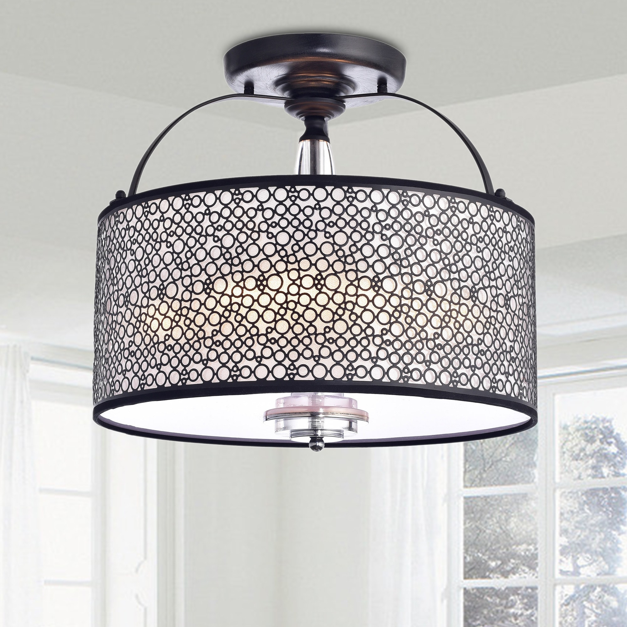 The Lighting Store Amalia Antique Black Finish Metal Drum Shade