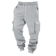thumbnail image 2 of Baggy Cargo Sweatpants for Men Drawstring Waist Joggers with Pockets Soft Athletic Workout Track Pants Light Gray 2XL, 2 of 8