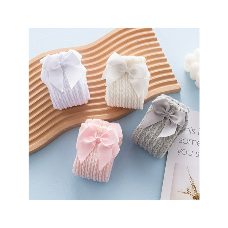 Licupiee 0 10Y Newborn Baby Girls Boys Stockings Knee High Socks Ruffled Stockings School Uniform Leggings with Bowknot