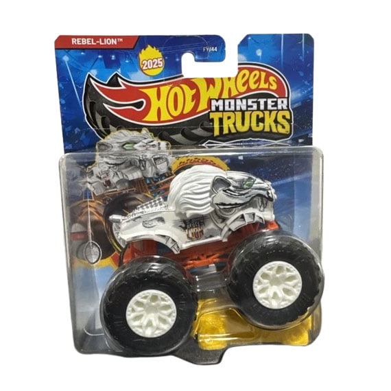 Mattel - Hot Wheels Monster Truck & Car - REBEL-LION & CRUSHED CAR [JCD94]