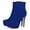 Blue, variant on YDN Women Classic Platform Stiletto High Heel Booties Round Closed Toe Side Zip Ankle Boots Winter Office Dressy Shoes Size 7 Brown