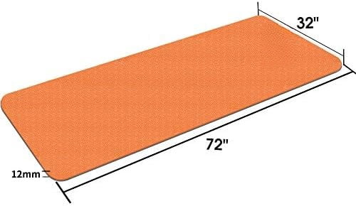 Extra Thick TPE Yoga Mat - 72"x 32" Thickness 1/2 Inch -Eco Friendly SGS Certified - With High Density Anti-Tear Exercise Bolster For Home Gym Travel & Floor Outside Orange/Gray