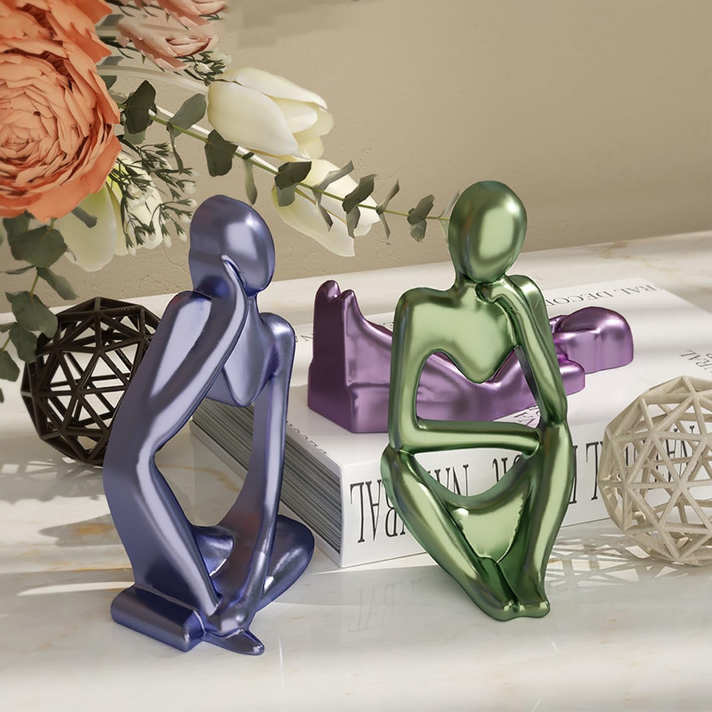 ABPETE Sculpture Mold,3Pcs Silicone Candle Molds, Art Thinker Epoxy Resin Molds Human Statues Sculptures Silicone Molds for Epoxy Resin Crafts Decorative Table Ornament