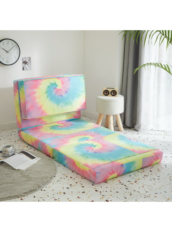 Your Zone Canvas Flip Lounge Chair, Rainbow Tie Dye