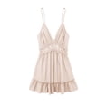 thumbnail image 5 of RYDCOT Women's Summer Dresses V Neck Spaghetti Strap Sundress Solid Color Casual Beach Flowy Mini Dress Beige, 5 of 5