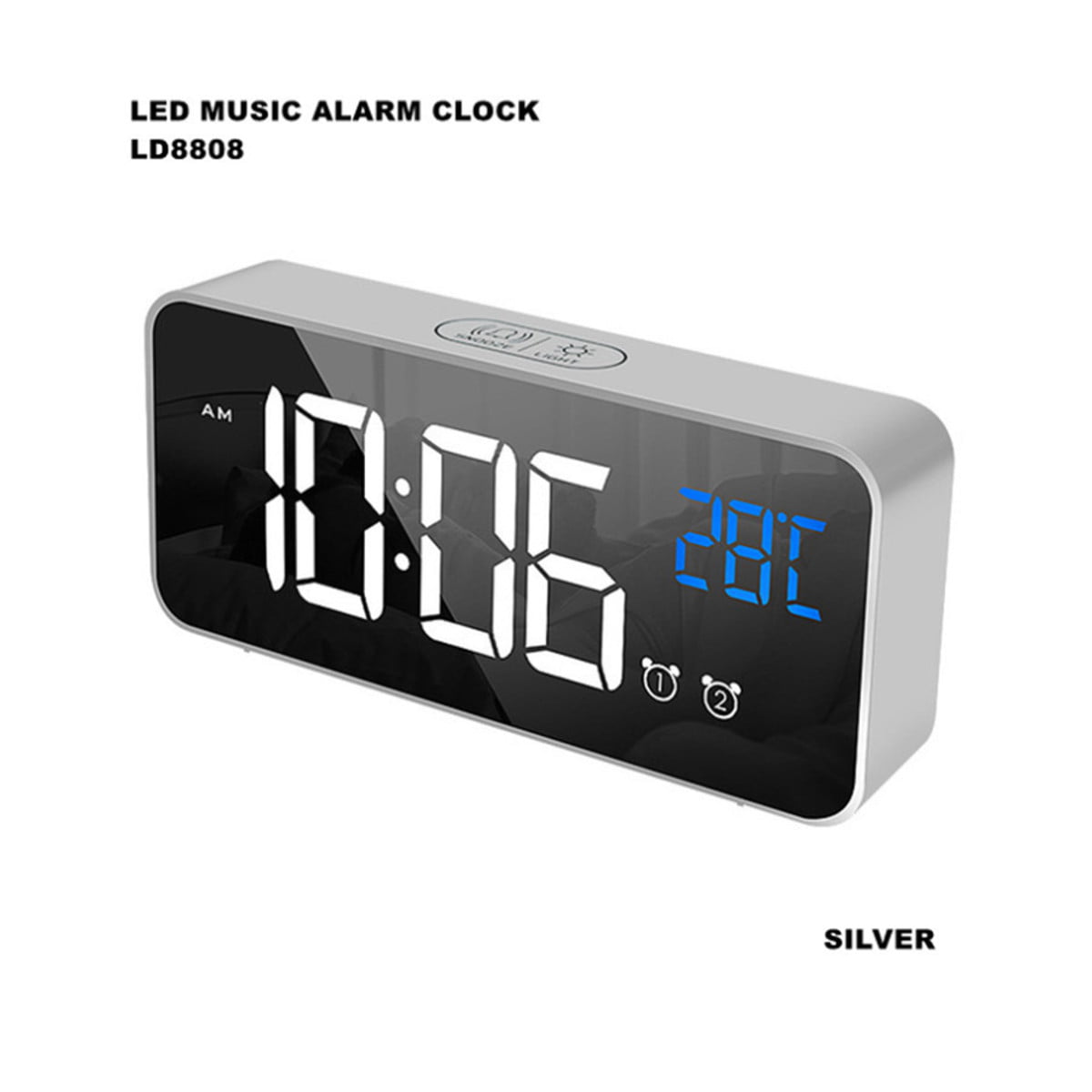 Creative LED Digital Alarm Clock Night Light Thermometer Display Mirror Lamp Hot