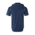 thumbnail image 2 of ZIMEGO Mens Short Sleeve Hoodie - Thin Color Block Raglan Henley T Shirt, 2 of 5