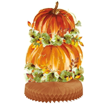Watercolor Pumpkins Fall Centerpiece Decoration, 14 in, 1ct