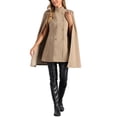 thumbnail image 2 of Abrigo de capa de doble botonadura con mangas abiertas para mujer INSPIRE CHIC, tamaño XS, color caqui, 2 of 6