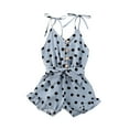thumbnail image 1 of FOCUSNORM Girls Playsuit with Belt, Polka Dot Romper, Ruffles Strap Jumpsuit, 1 of 6