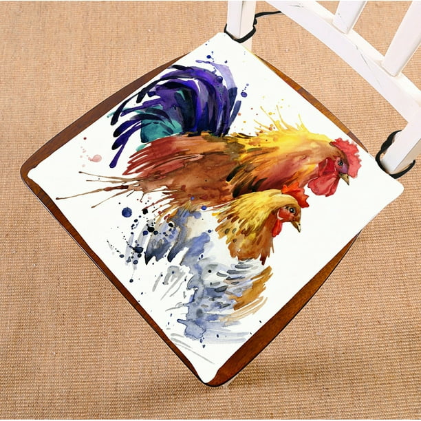 Eczjnt Rooster En Splash Seat Pad Chair Pads Cushion 18x18 Inch Com Eczjnt Rooster En Splash Seat Pad, Rooster Chair Pad