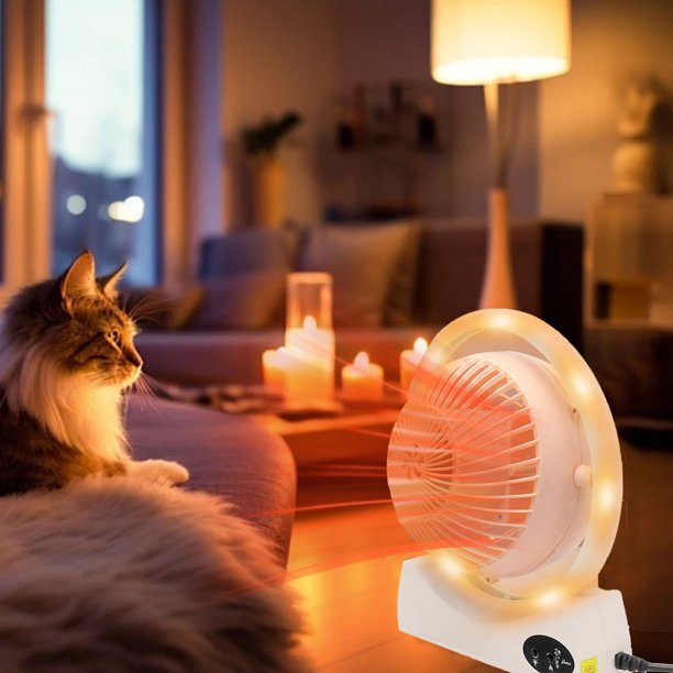 ¡Compra y Ahorra!, Calentador de circulación ambiental Calentador de espacio con luz nocturna 120 grados arriba y abajo ajustable Protección contra sobrecalentamiento Oficina en casa Piso pequeño
