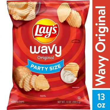 Pack of 2 Lay's Wavy Original Potato Snack Chips,Party Size, 13 oz Bag
