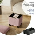 thumbnail image 3 of Hearth & Harbor Storage Ottoman Bench, Boucle 15" Ottoman with Storage , Pink, 3 of 9