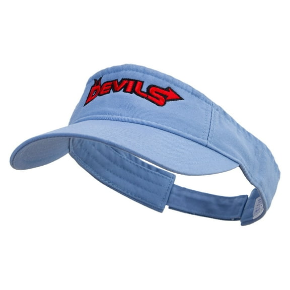 Devils Embroidered Pro Style Cotton Twill Washed Visor - Lt Blue OSFM