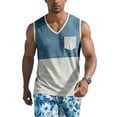 thumbnail image 5 of Men's Two-Tone V-Neck Sleeveless Pocket Tank Top, Casual Gym & Daily Wear Sleeveless Shirt Sky Blue L, 5 of 5