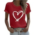 thumbnail image 3 of Womens Valentines Day Outfit Love Graphic Red Shirt Short Sleeve Round Neck Shirts Valentine T Shirts for Women Cute Spring Outfits, 3 of 5