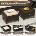 thumbnail image 6 of Costway 2 Pieces Outdoor Patio PE Wicker Ottomans with Removable Cushions Footstools Beige, 6 of 9