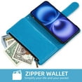 thumbnail image 3 of Compatible with Samsung Galaxy A03s US Version 5G 2022 Wallet Phone Case and Tempered Glass Screen Protector Flower Faux Leather Flip Credit Card Holder Stand Zipper Cell Cover for A037U Women Blue, 3 of 9