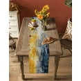 thumbnail image 5 of Blue Yellow Abstract Art Table Runner 120 Inches, Modern Art Bed Runner Dresser Scarves Tabletop for Indoor Outdoor Parties/Ceremony/Banquet, 13"x 120", 5 of 8