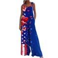 thumbnail image 6 of Wiyuqeen American Flag Overalls for Women Baggy Linen Wide Leg Romper Long Pants Independence Day Party Jumpers with Pocket Memorial Day Gifts, 6 of 8