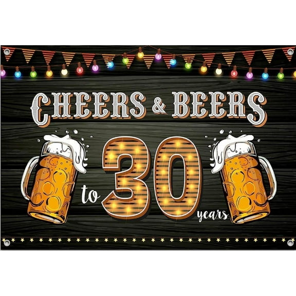 30th Birthday Anniversary Banner Backdrop Cheers and Beers to 30 Years Birthday Anniversary rations Party Supplies