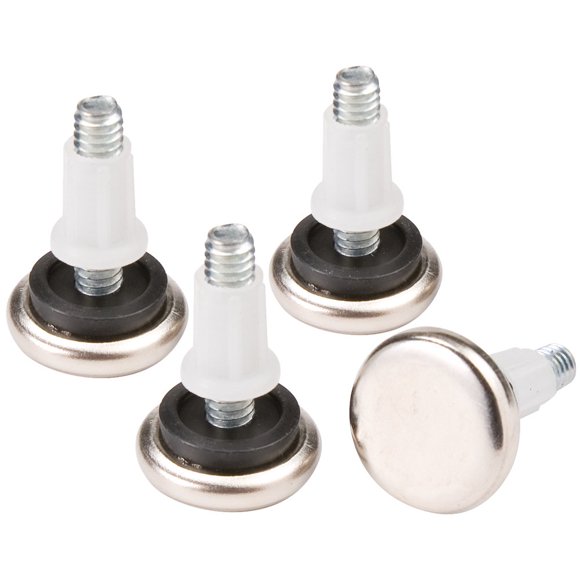 SoftTouch - Deslizadores de nivelación redondos ajustables con tornillos para muebles de madera, 1 1/16 pulgadas, cromados (paquete de 4)