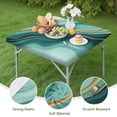 thumbnail image 4 of Teal Gold Marble Pattern Square Fitted Tablecloth with Elastic Edge,Square Table Cover,Washable Elastic Table Cover for Home Kitchen Party Decor 34"x34", 4 of 6