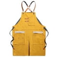 thumbnail image 2 of Delantal de Lona Uniforme para Cocina Interior Y Exterior Jardinería Cafés Carpintería Peluquería Artista Chef Adultos , amarillo BLESIY Delantal de lona, 2 of 7