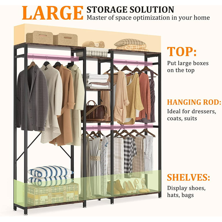 Tribesigns 3.94-ft to 3.94-ft W x 5.84-ft H Brown Ventilated Shelving Wood  Closet System in the Wood Closet Kits department at
