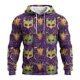 thumbnail image 6 of LNZGNM Mardi Day Gras Men's Hooded Pullover Mask Printed Oversized Sweatshirts with Pockets Long Sleeve Pullover Novelty Carnival Top,Purple L, 6 of 6