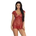 thumbnail image 2 of Vestido de ropa de dormir con perspectiva de encaje para mujer Ropa interior de lencería sexy, rojo vino, XXL Eigraketly XX000076-19, 2 of 7