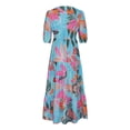 thumbnail image 5 of DeHolifer Womens Summer Beach Dress Boho Dresses Fashion Floral Print Dress Casual V-Neck Short Sleeve Slit Hem Maxi Dress Multicolor XL, 5 of 8