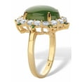 thumbnail image 2 of PalmBeach Jewelry Oval Genuine Green Jade and Round Cubic Zirconia Halo Ring 1.27 TCW 18k Gold-plated Sterling Silver, 2 of 5