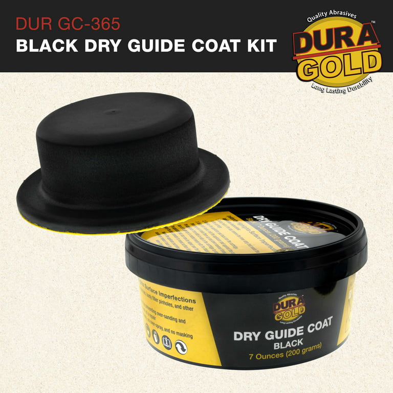 Dura-Gold Premium Black Dry Guide Coat Kit, 7 Ounces (200 Grams) - Powder  that Instantly Highlights Auto Bodyshop Repair Surface Imperfections