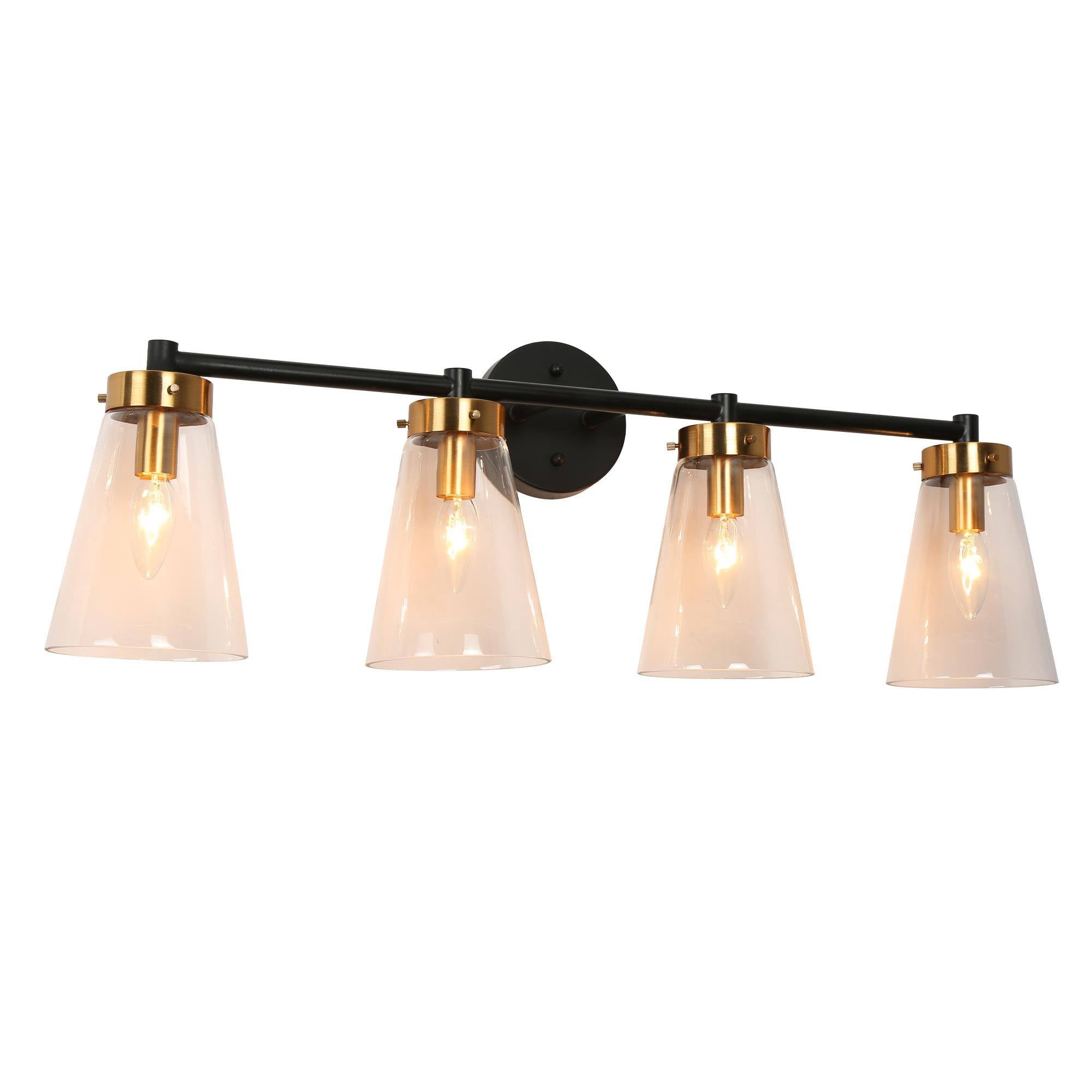 LNC Deferoiry 30-in 4-Light Matte Black LED Modern/Contemporary Vanity Light