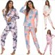 thumbnail image 5 of Pijama de mujer para el hogar, otoño e invierno, pantalones de manga larga con efecto tie-dye, 5 of 5