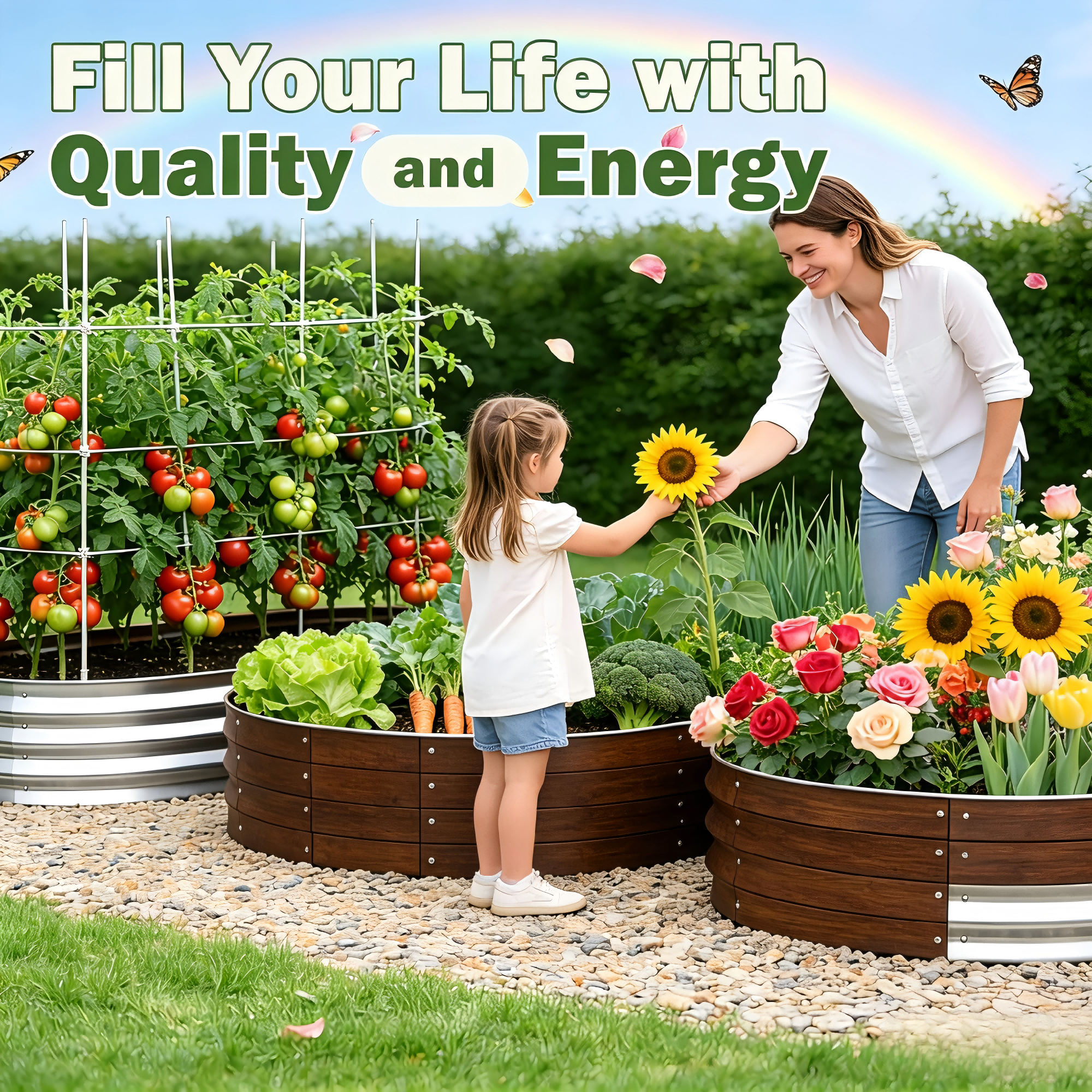 Bloyapix 6x3x1ft 2Pcs Galvanized Raised Garden Bed Outdoor, Oval Galvanized Planter Boxes, Metal Patio Planting Bed Kit for Vegetables Flowers, Brown