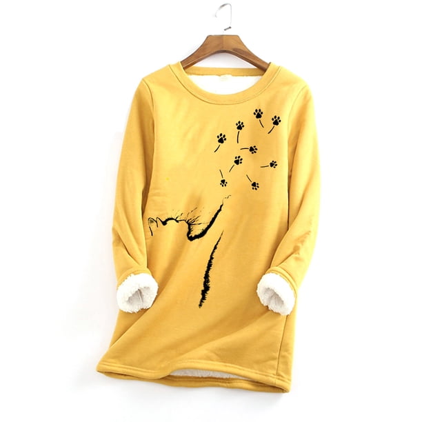 Puntoco Sudadera con estampado de forro polar grueso para mujer Ropa interior cálida Liquidación Puntoco Puntoco-7352
