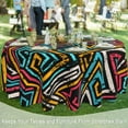 thumbnail image 6 of Round Table Cloth 60 Inch,African Geometry Tablecloth Waterproof Stain Wrinkle Resistant Washable Circle Table Cover for Home Kitchen Dining Room Party Outdoor Picnic, 6 of 6