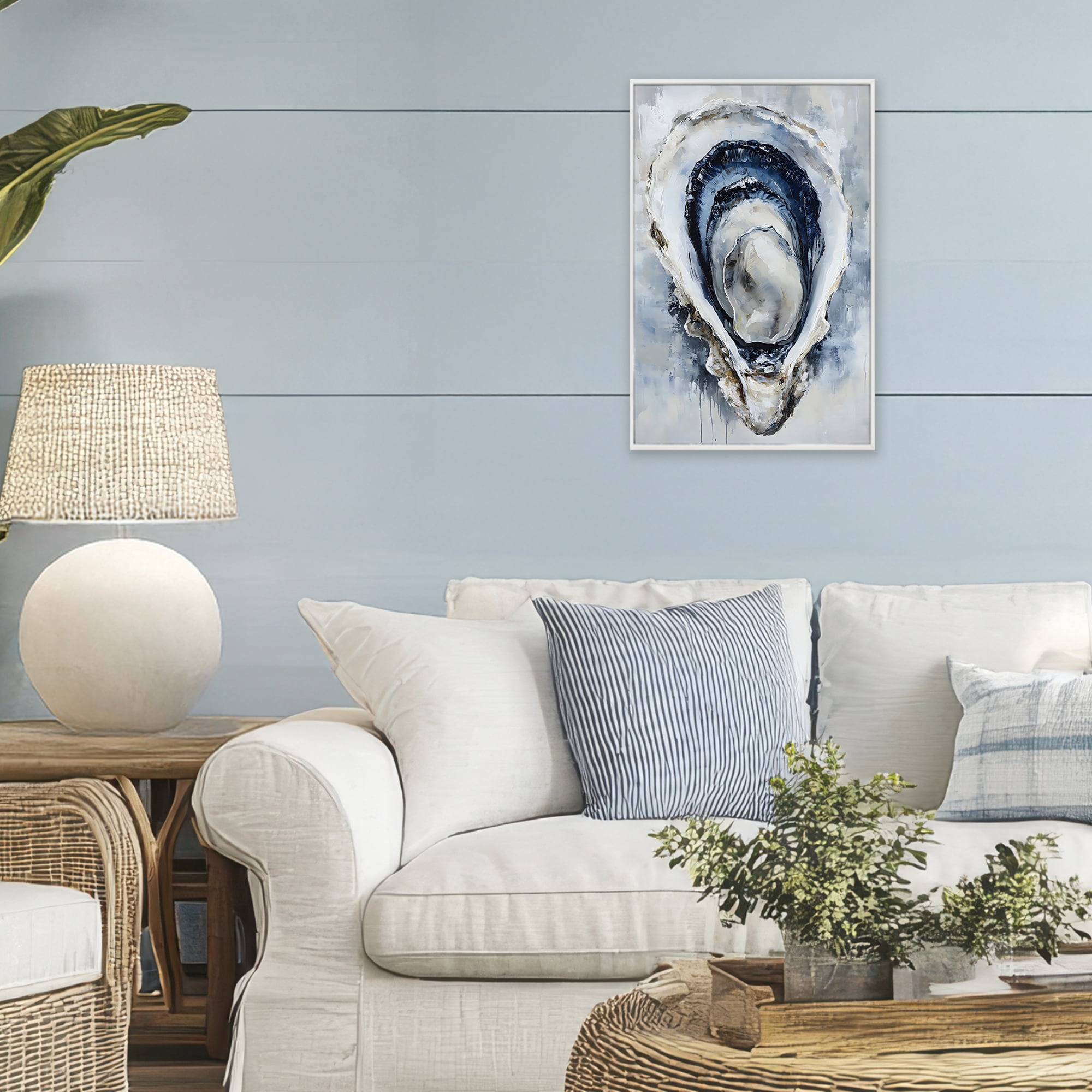 Stupell Industries Blue Oyster Shell Interior White Framed Giclee Art, design by Creative Studio